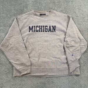 VTG Y2K Champion Reverse Weave Michigan Wolverines Gray Sweatshirt Sz XL